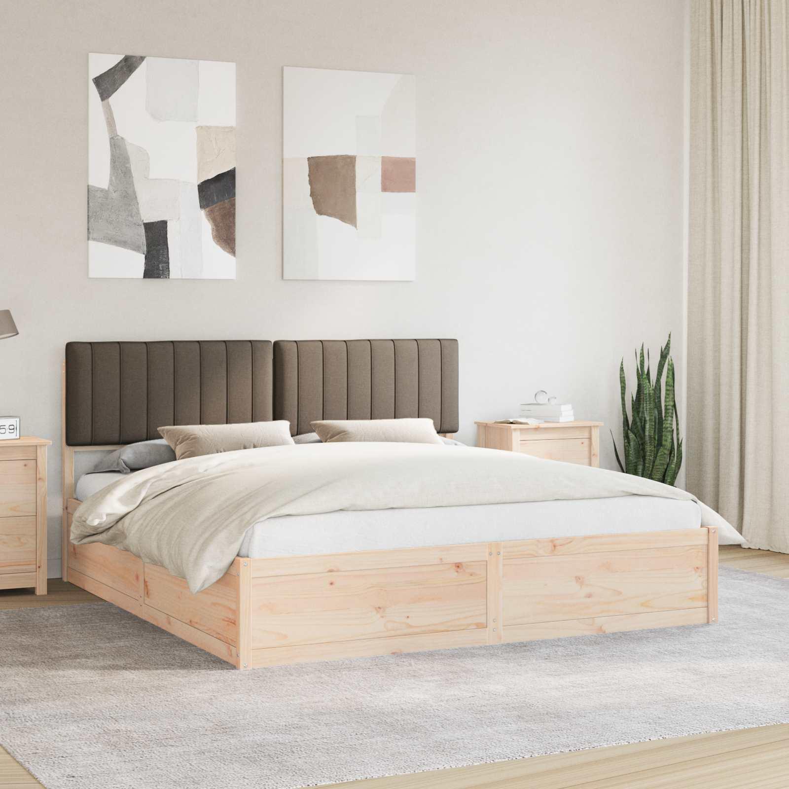Sengestel med Polstret Hovedgavl Gråbrun 180 x 200 cm billede