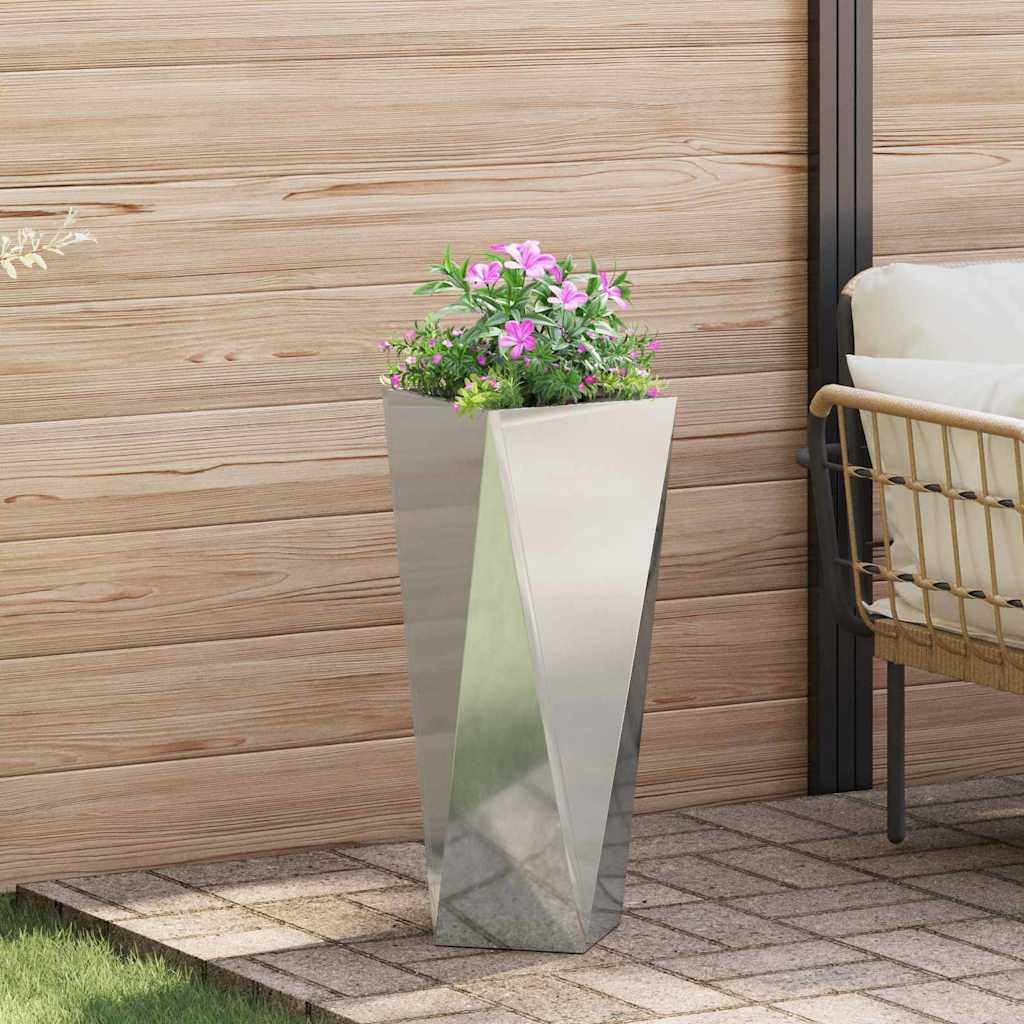 Plantekasse Sølv 30 x 30 x 75 cm Galvaniseret stål billede