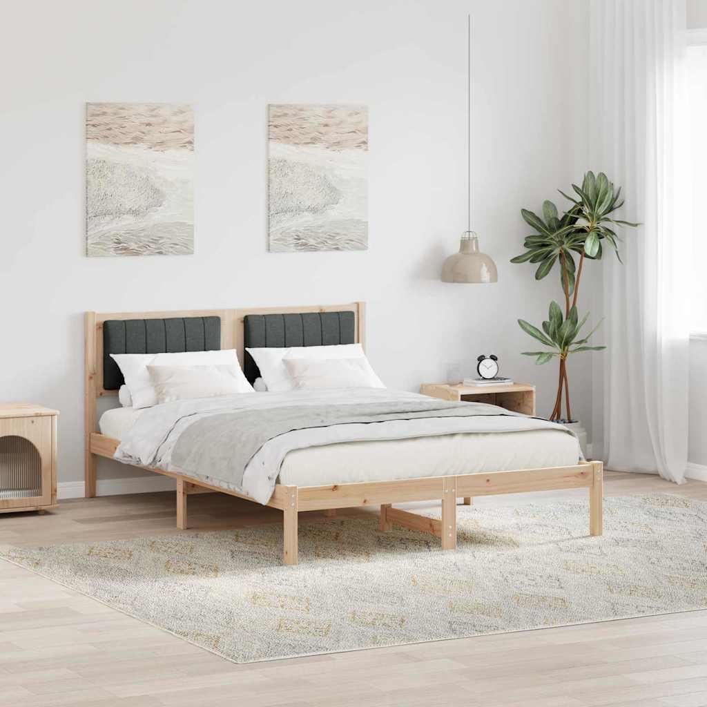 Sengestel med Polstret Hovedgavl Mørkegrå 140 x 200 cm billede