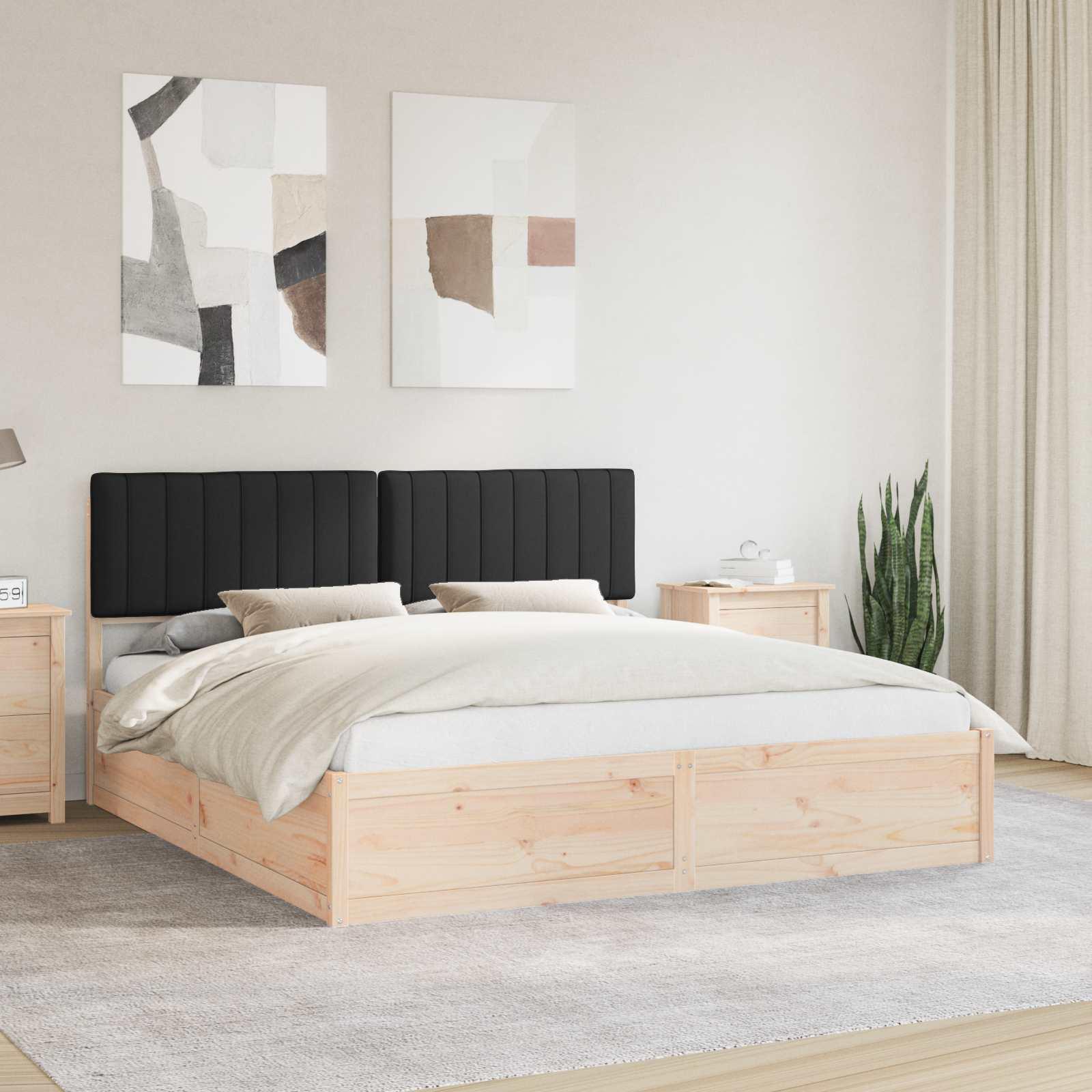 Sengestel med polstret hovedgavl - sort, 180 x 200 cm