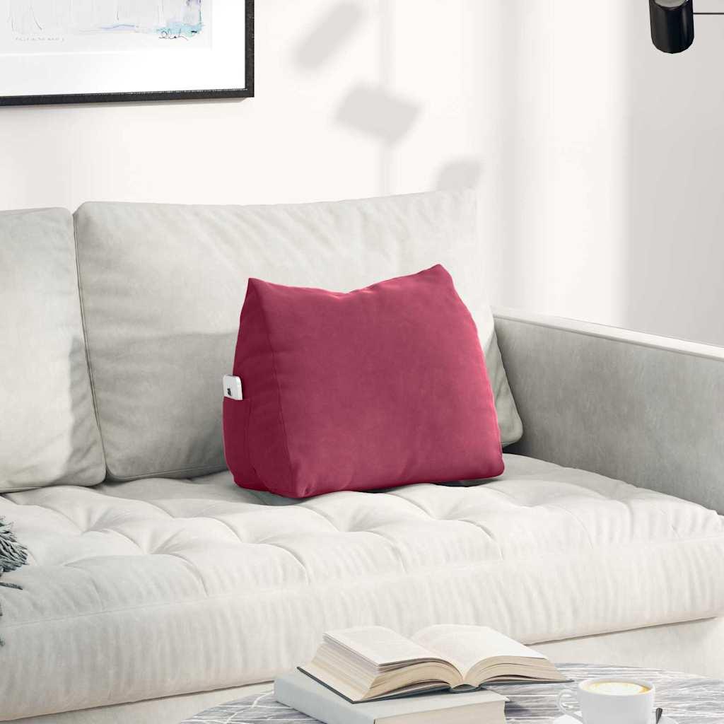 Rygpude Vinrød 45 x 20 x 35 cm Velourstof billede