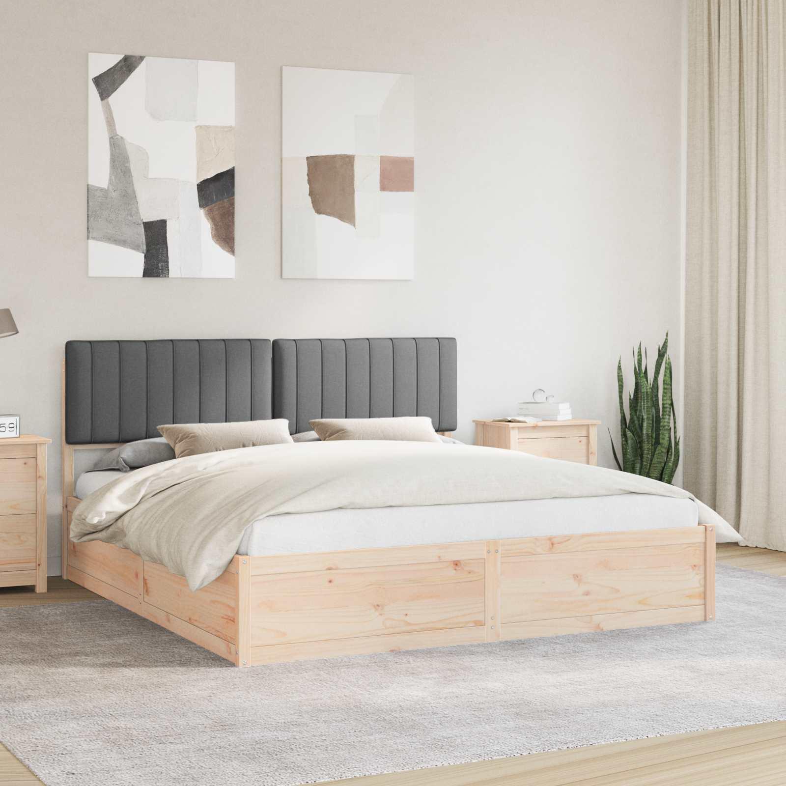 Sengestel med polstret hovedgavl - mørkegrå 180 × 200 cm billede