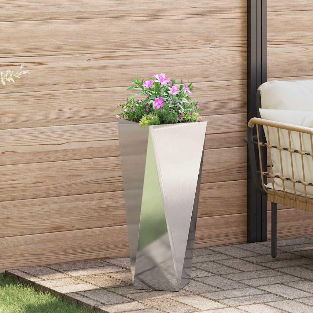Plantekasse Sølv 30 x 30 x 75 cm Rustfrit stål billede