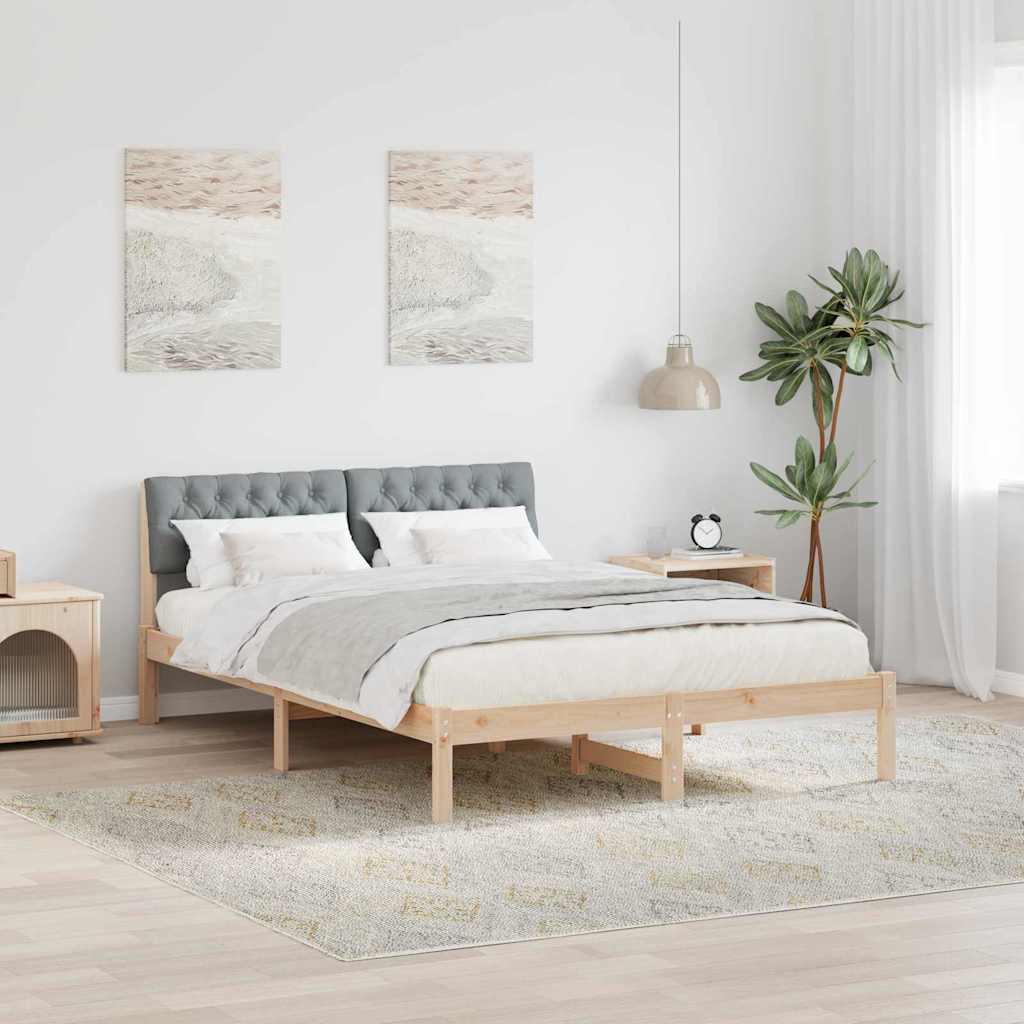 Sengestel Brun og lys grå 135 x 190 cm Massivt fyrretræ billede