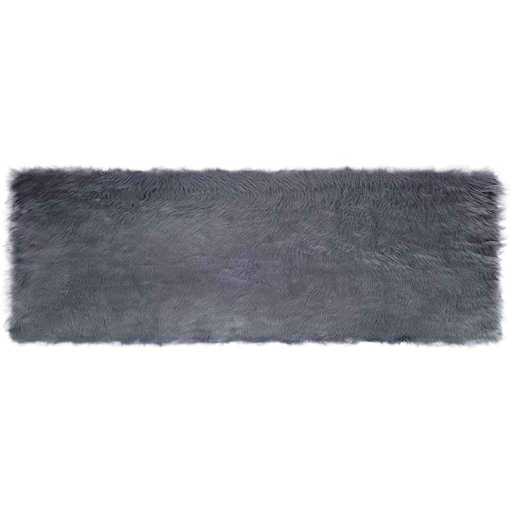 Falsk Fåreskind Tæppe Antracit 80 x 250 cm Polyester billede