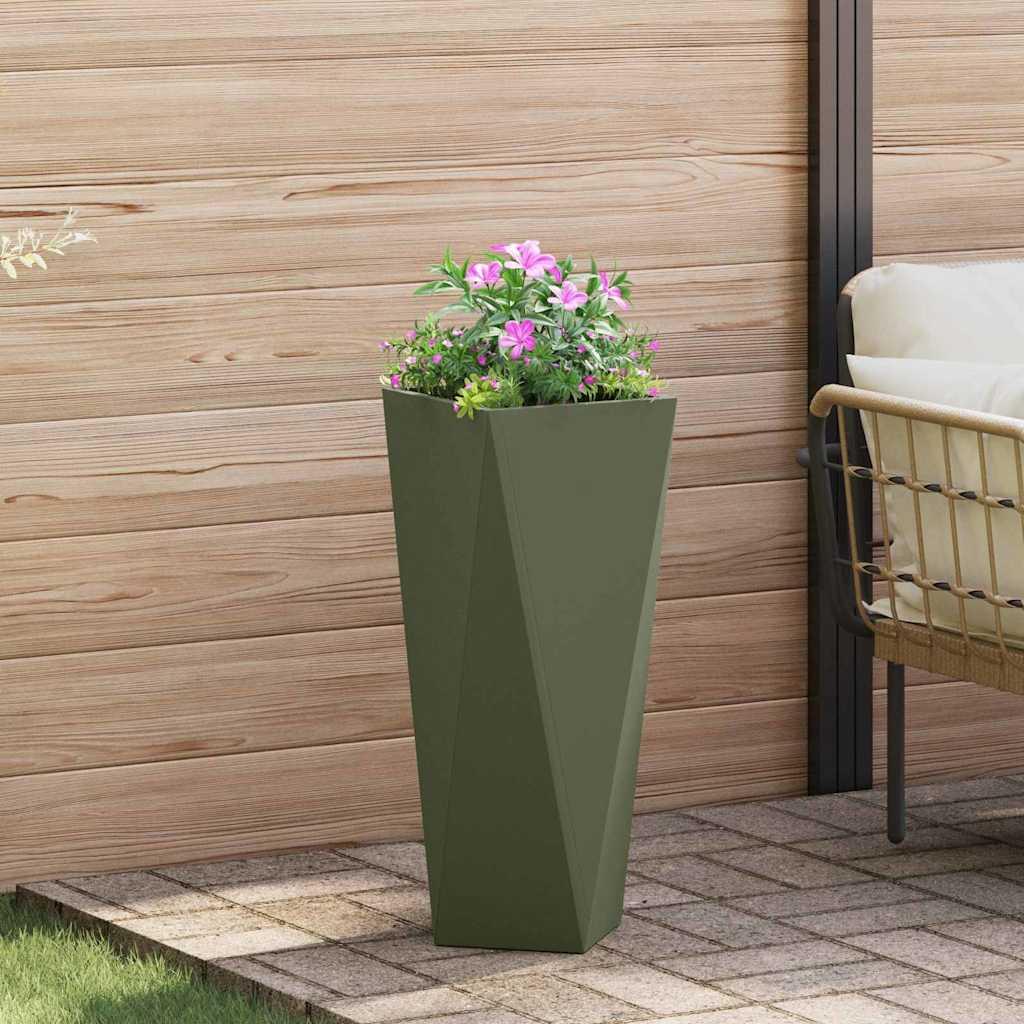 Plantekasse Oliven grøn 30 x 30 x 75 cm Stål billede
