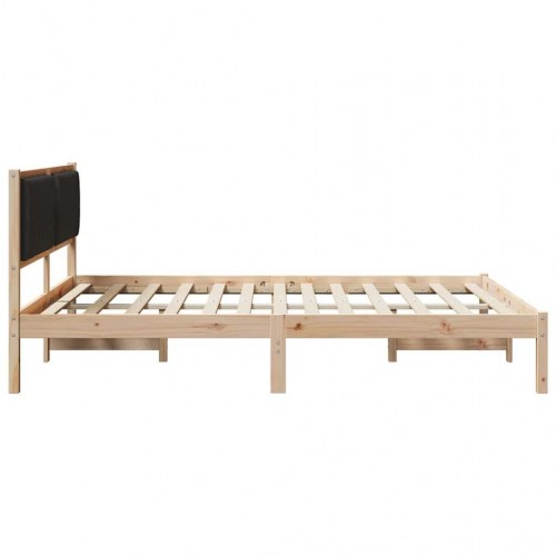 Sengestel med polstret hovedgavl - sort, 150 x 200 cm