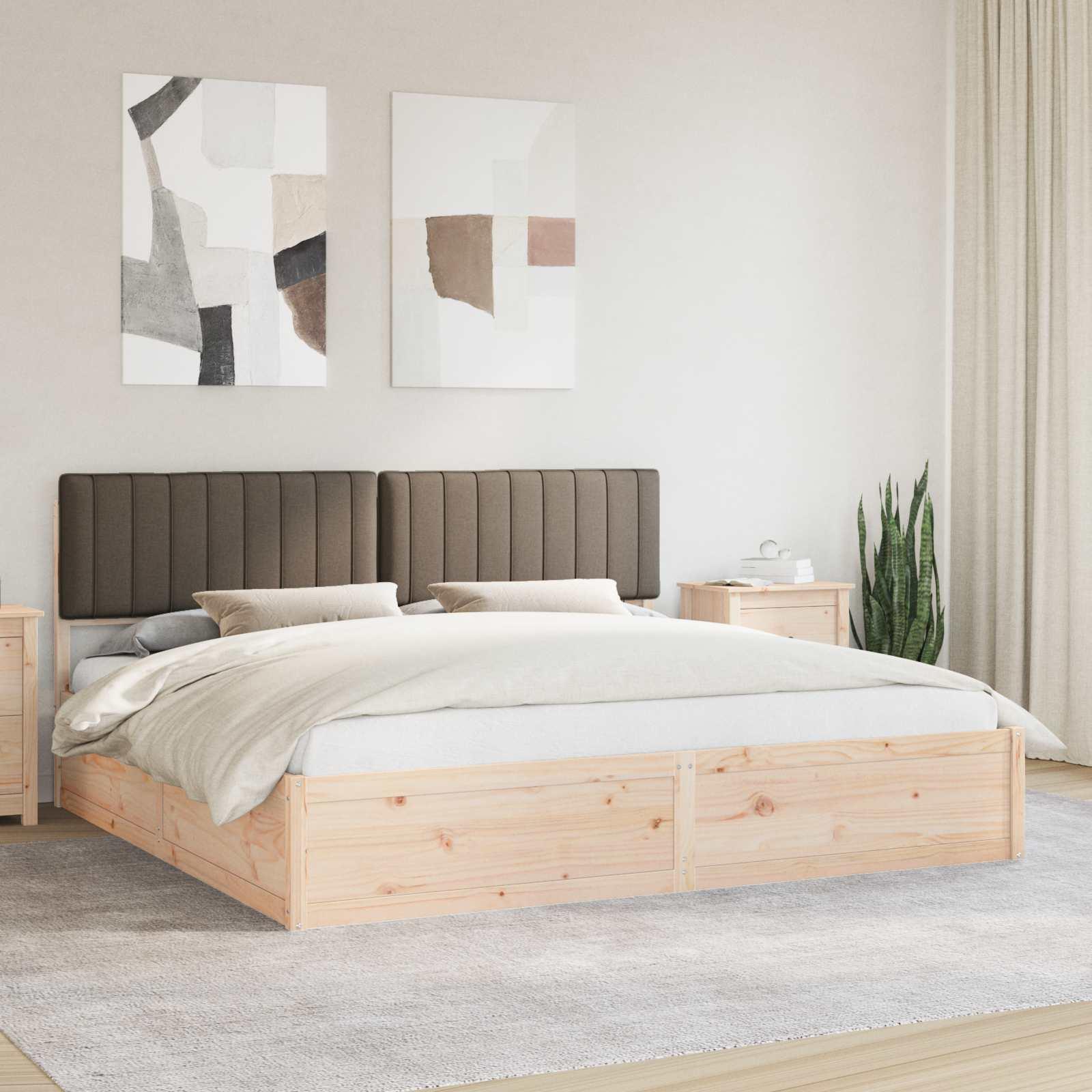 Sengestel med polstret hovedgavl - gråbrun, 200 x 200 cm