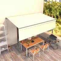 Markise m. gardin 5x3 m automatisk betjening cremefarvet