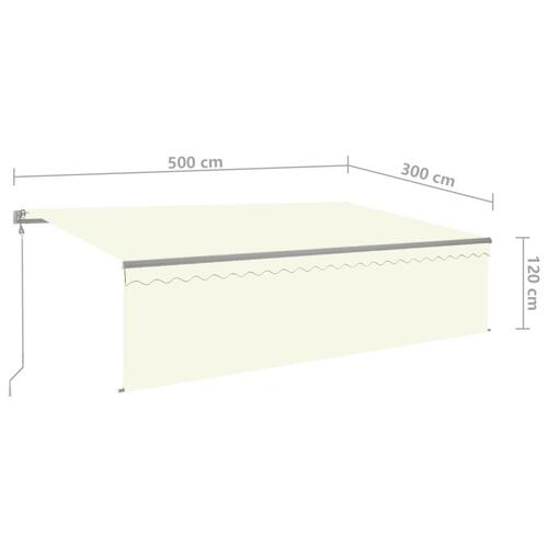 Markise m. gardin 5x3 m automatisk betjening cremefarvet