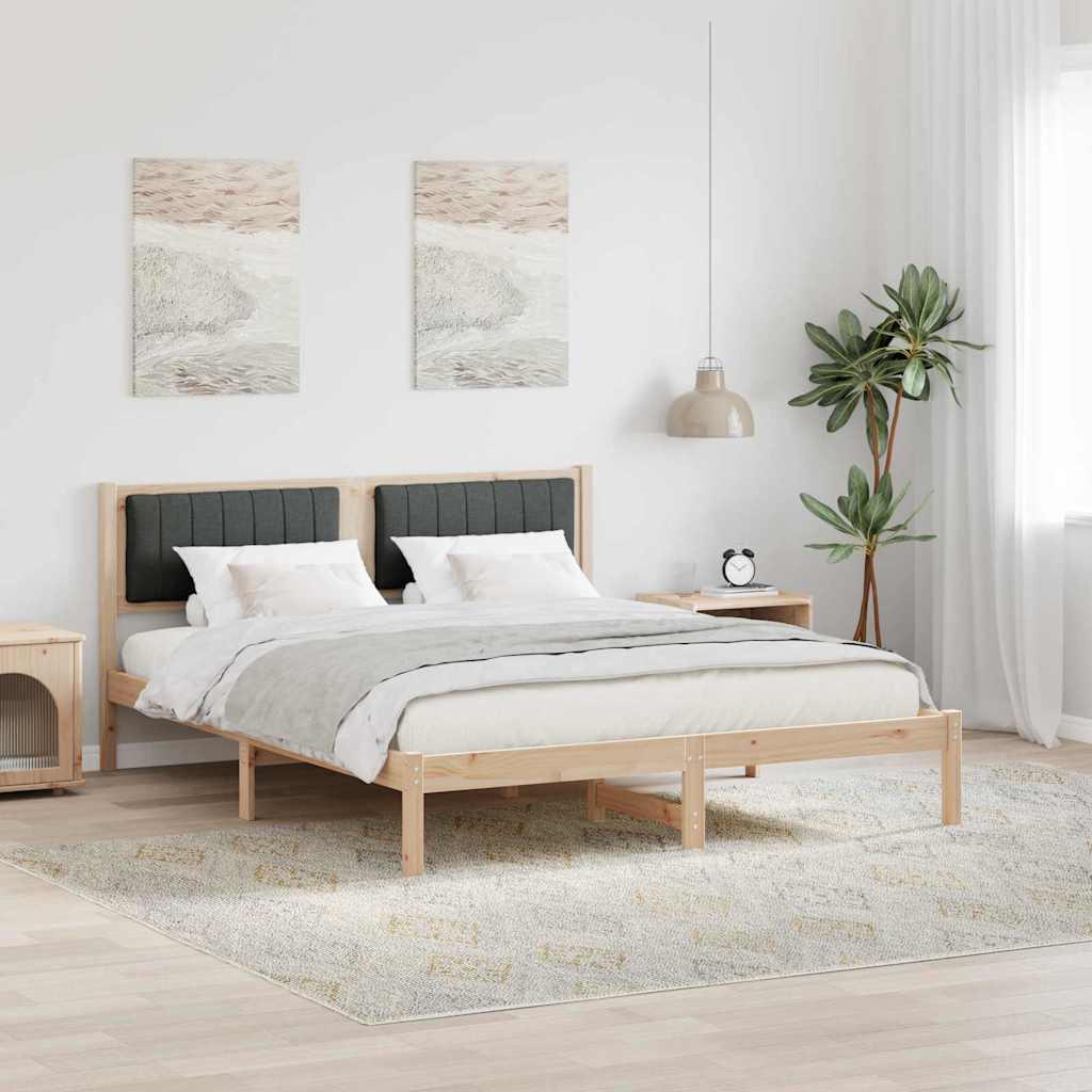 Sengestel med Polstret Hovedgavl Mørkegrå 150 x 200 cm billede