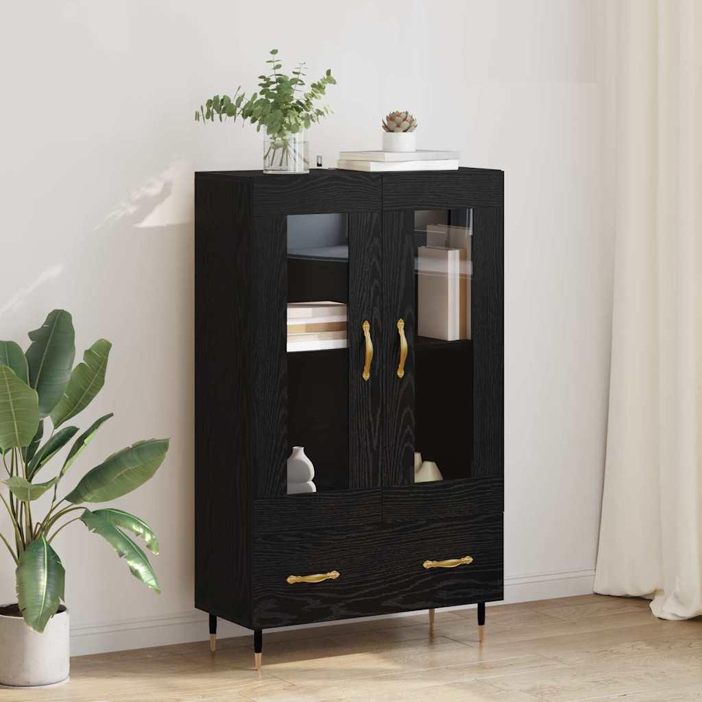 Highboard med skuffe Sort eg 69,5 x 31 x 115 cm Konstrueret træ billede
