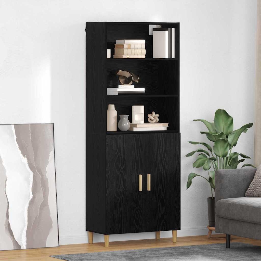 Highboard 2 stk Sort eg 69,5 x 34 x 180 cm Konstrueret træ billede