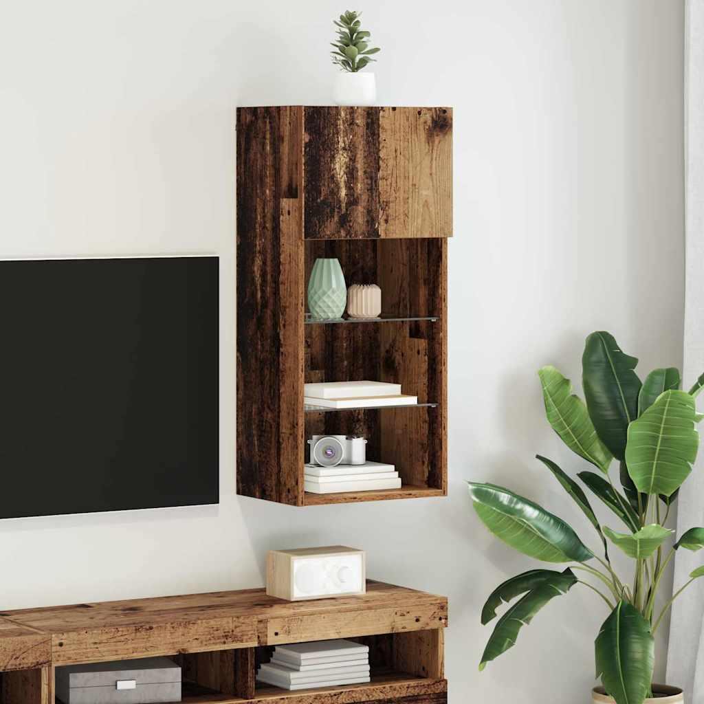 Væghængt TV Skab Gammelt træ 40,5 x 30 x 90 cm Konstrueret træ billede