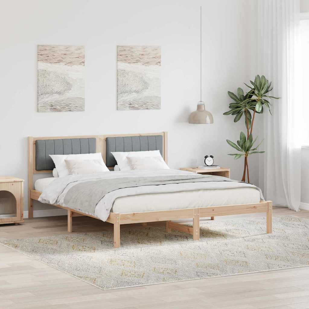Sengestel med Polstret Hovedgavl Lysegrå 160 x 200 cm billede