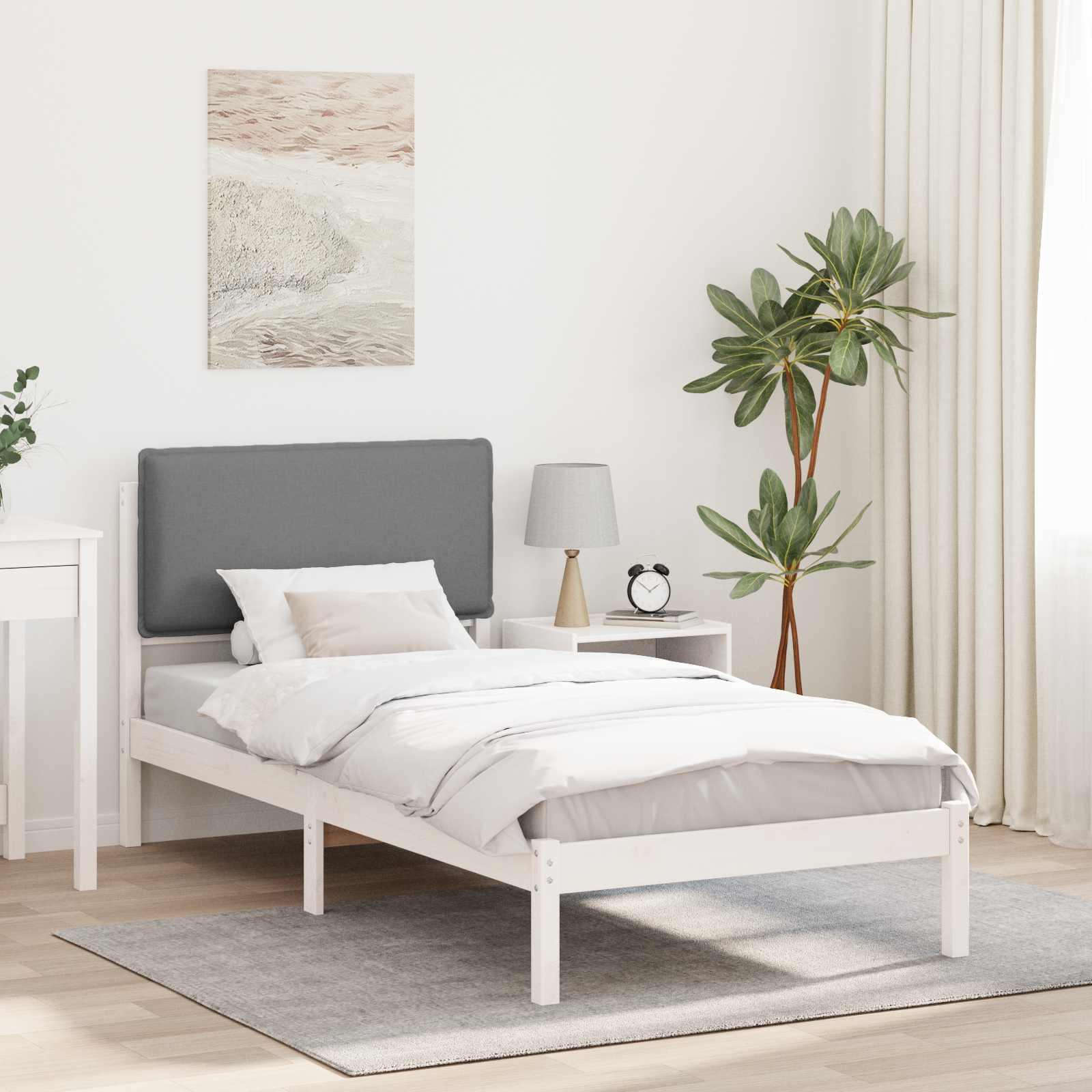 Sengestel med Polstret Hovedgavl Lysegrå 90 x 200 cm billede