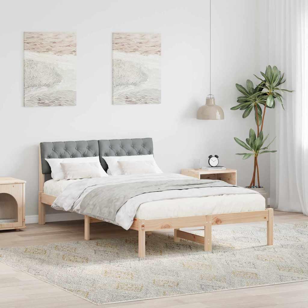 Sengestel Brun og lys grå 120 x 200 cm Massivt fyrretræ billede