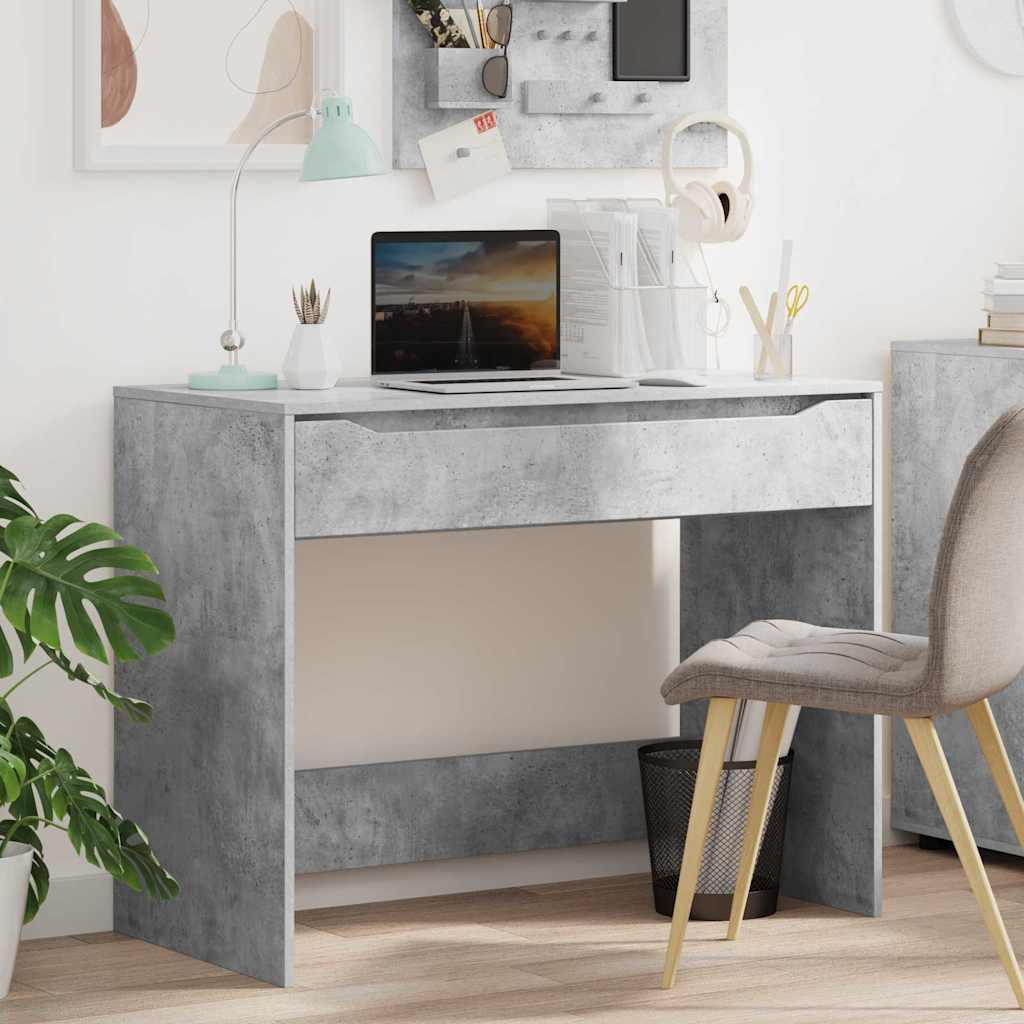 Bord med skuffe Beton Grå 100 x 50 x 78 cm Konstrueret træ billede
