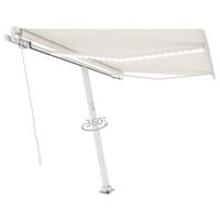 Markise m. LED-lys 300x250 cm manuel betjening cremefarvet
