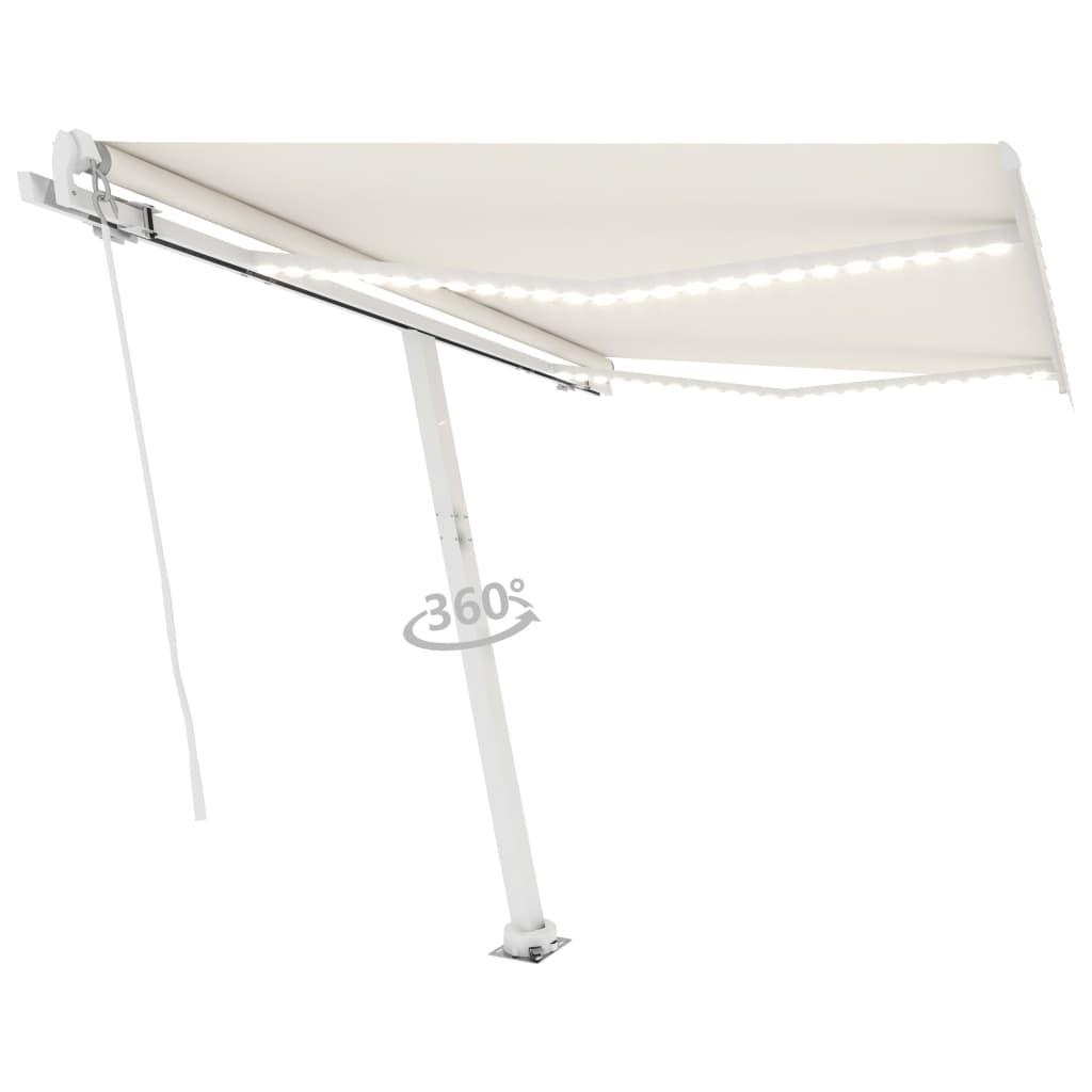 Markise m. LED-lys 300x250 cm manuel betjening cremefarvet