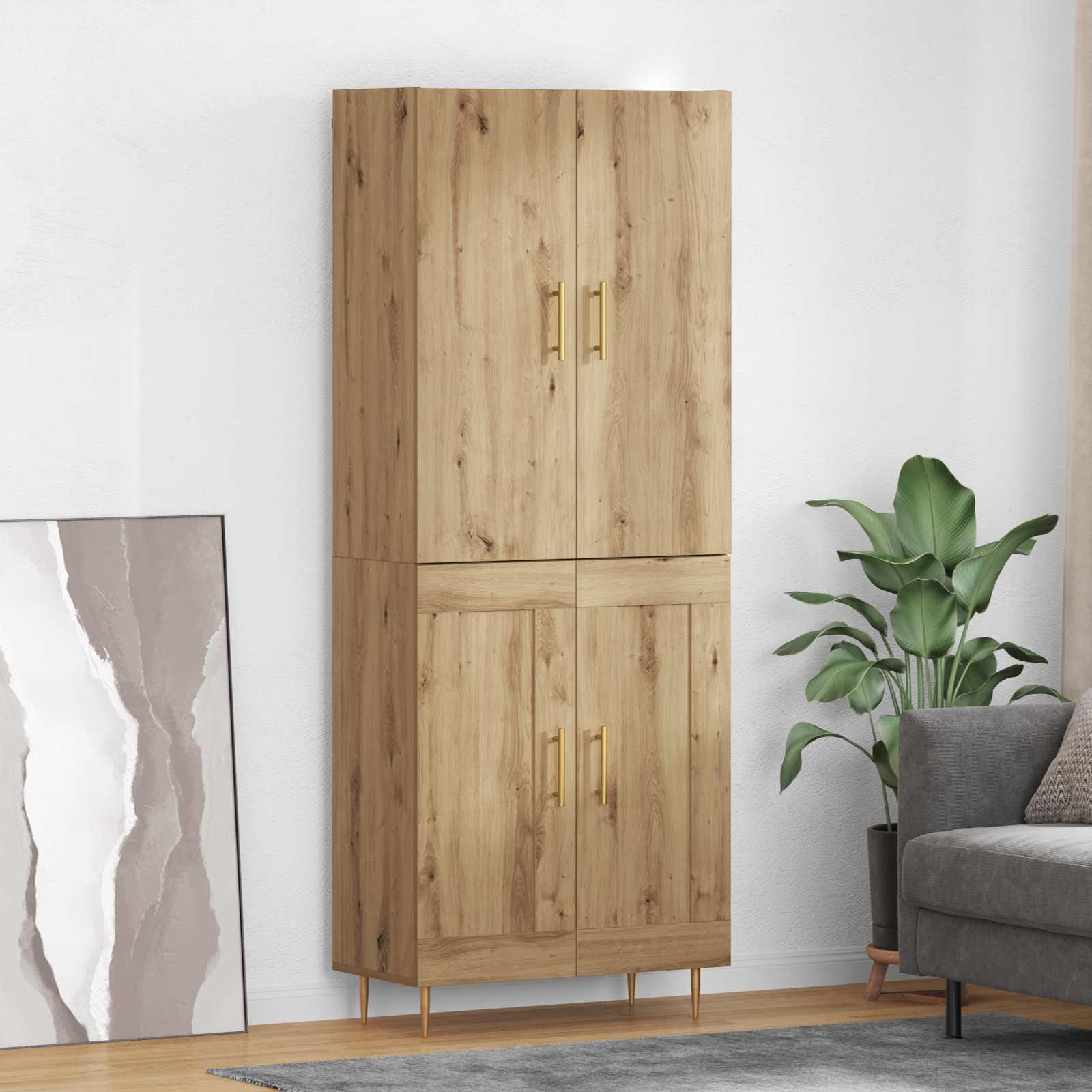 Highboard Artisan Egetræ 69,5 x 34 x 180 cm Konstrueret træ billede
