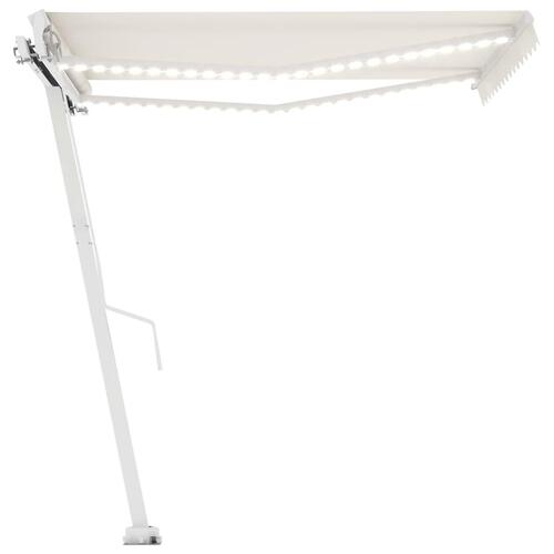 Markise m. LED-lys 300x250 cm manuel betjening cremefarvet