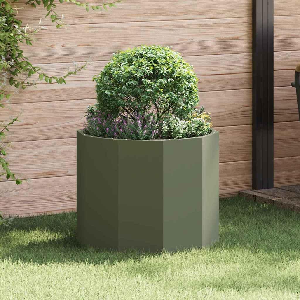 Plantekasse Oliven grøn 60 x 60 x 50 cm Stål billede
