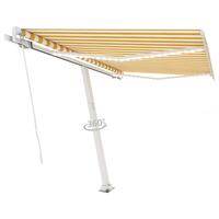 Markise m. LED-lys 300x250 cm manuel betjening gul og hvid