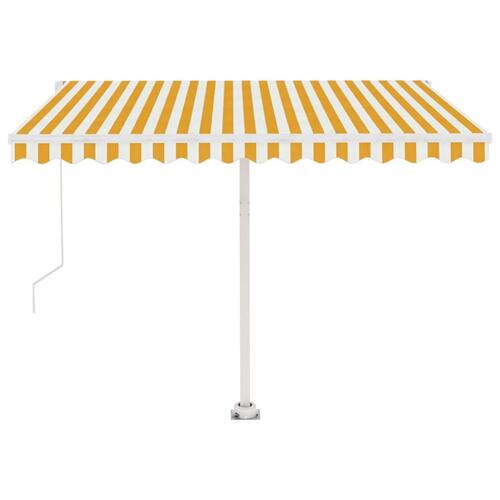 Markise m. LED-lys 300x250 cm manuel betjening gul og hvid