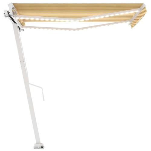 Markise m. LED-lys 300x250 cm manuel betjening gul og hvid
