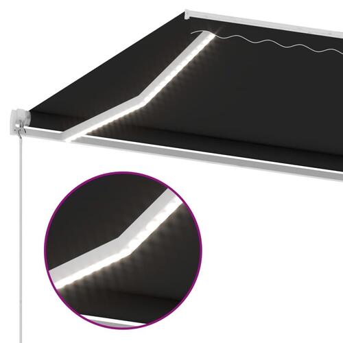 Markise m. LED-lys 300x250 cm manuel betjening antracitgrå