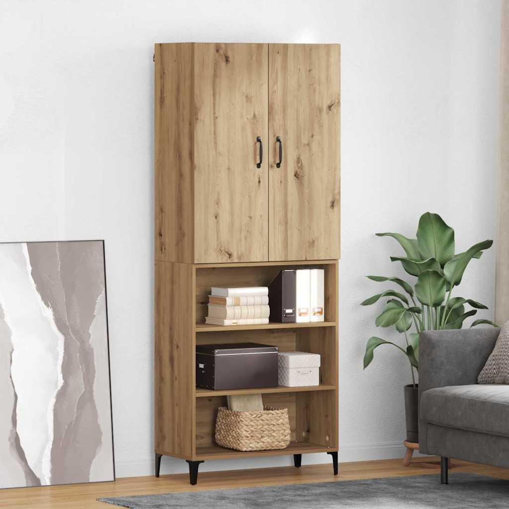 Highboard Artisan Egetræ 69,5 x 34 x 180 cm Konstrueret træ billede