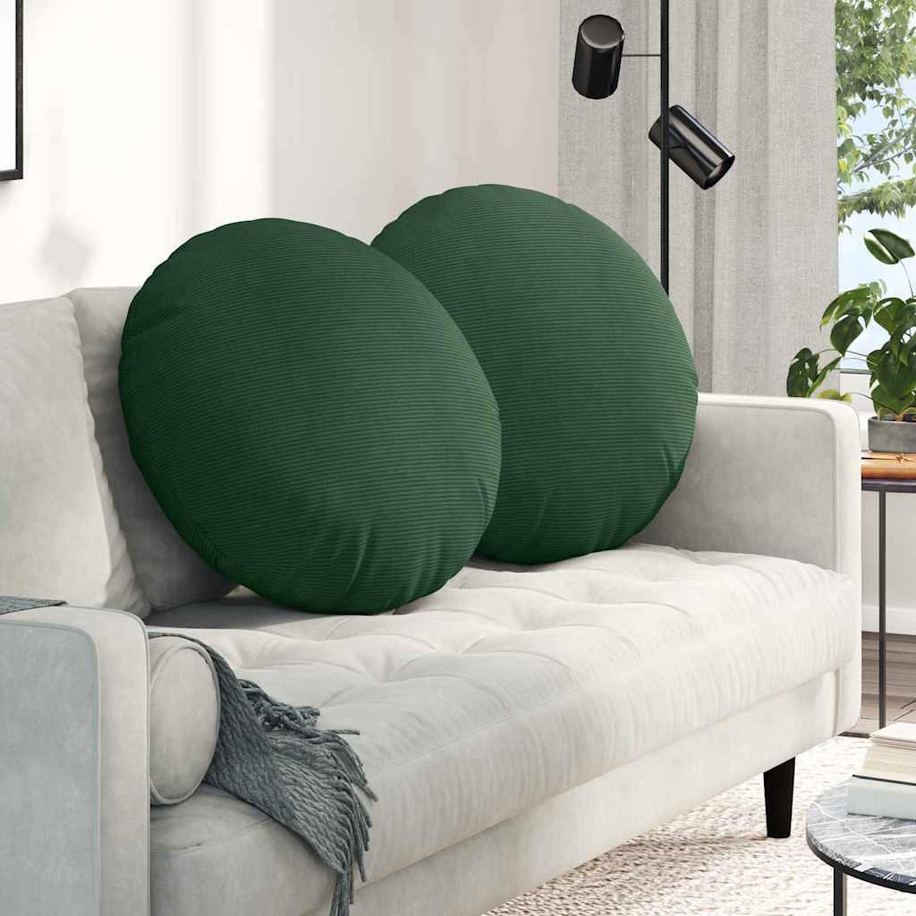 Sædepuder 2 stk Mørkegrøn Ø 60 cm Velourstof billede