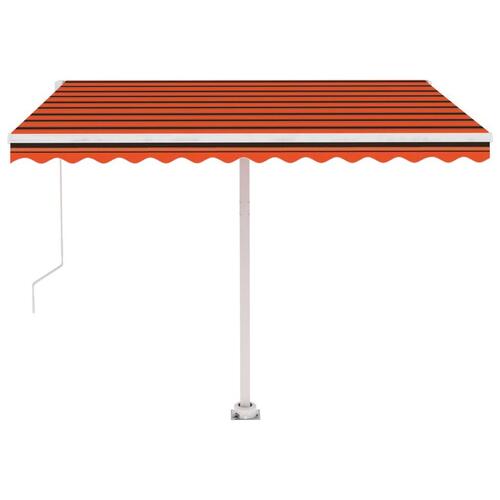 Markise m. LED-lys 300x250 cm manuel betjening orange og brun