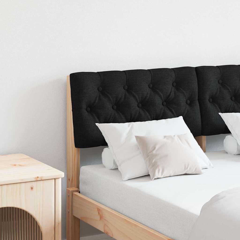 Polstret sengegavl Sort 120 cm Massiv fyrretræ billede