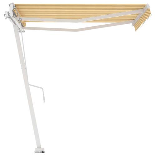 Fritstående markise 300x250 cm automatisk betjening gul og hvid
