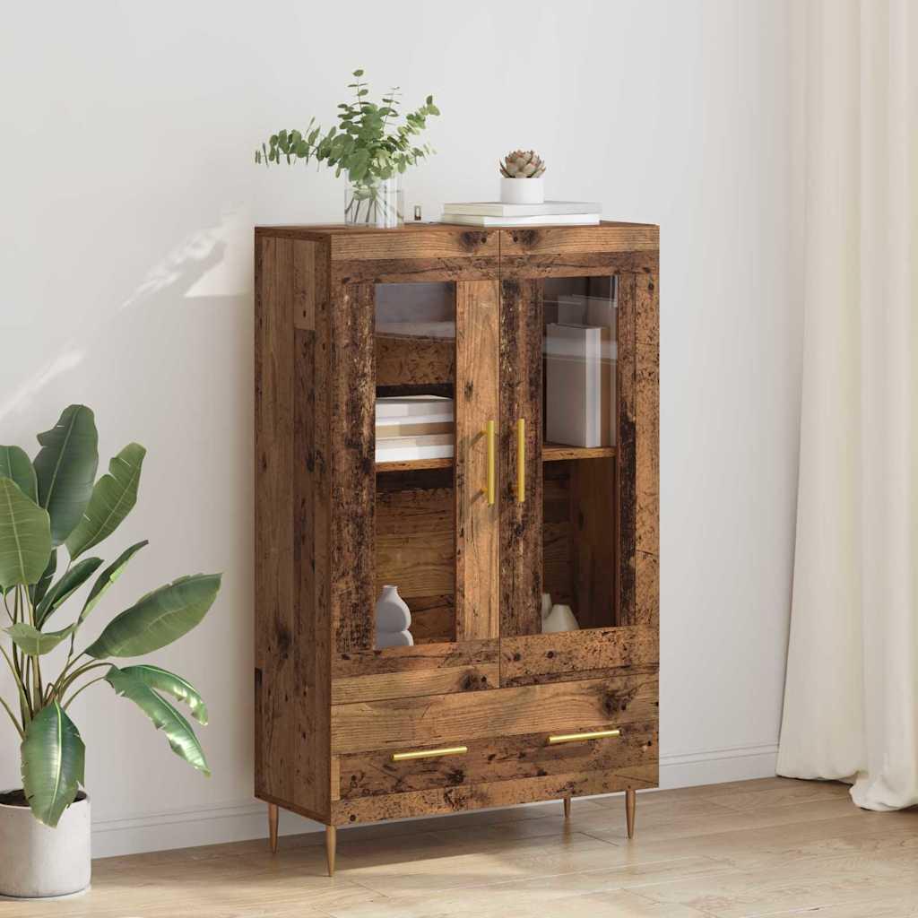 Highboard Gammelt træ 69,5 x 31 x 115 cm Ingeniørtræ og glas billede