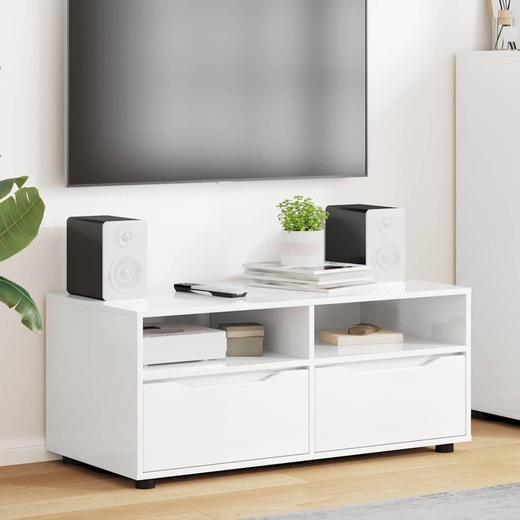 TV-skab Høj gloss hvid 100 x 48 x 43 cm Konstrueret træ billede