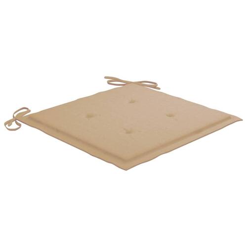 Havestole 2 stk. med beige hynder massivt teaktræ