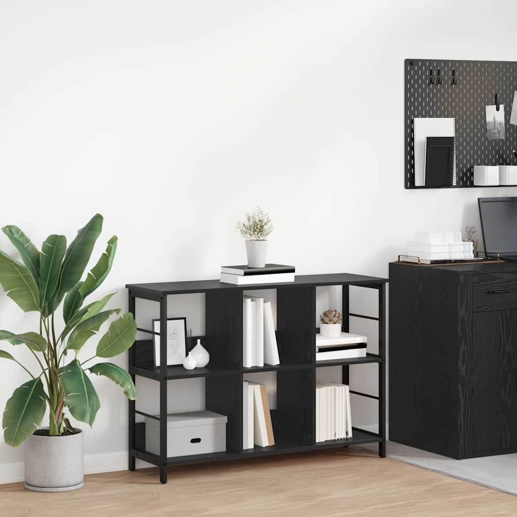 Bogreol i sort eg - konstrueret træ, 102 × 32 × 72,5 cm billede
