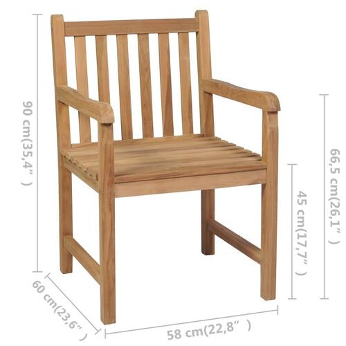 Havestole 2 stk. med beige hynder massivt teaktræ