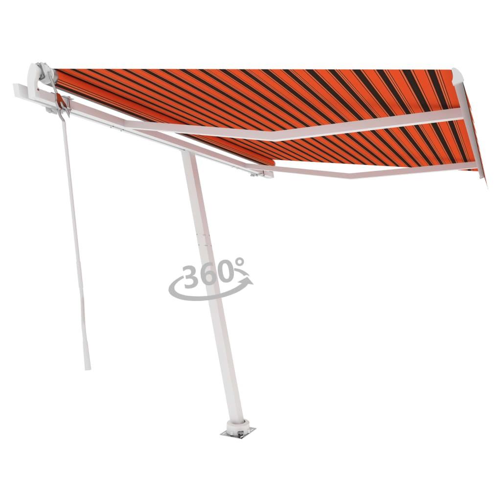 Fritstående markise 300x250 cm automatisk betjening orange/brun