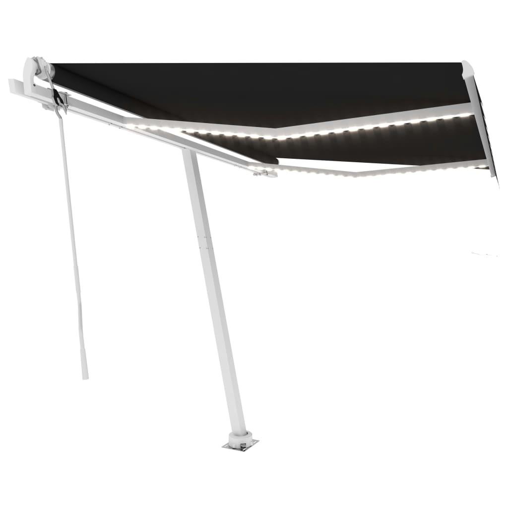 Markise m. LED-lys+vindsensor 300x250 cm automatisk antracit