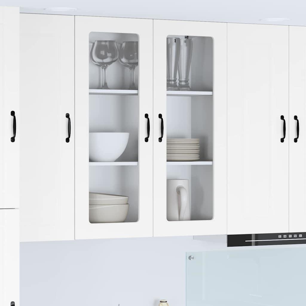 Vægskab til køkken med hylde Høj gloss hvid 80 x 31 x 100 cm billede