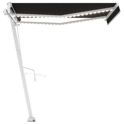 Markise m. LED-lys+vindsensor 300x250 cm automatisk antracit