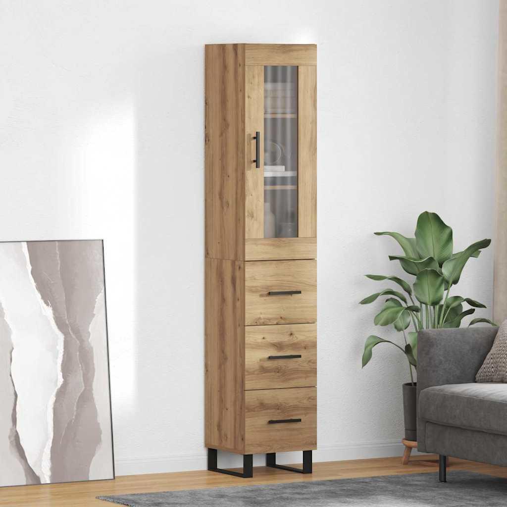 Highboard Artisan Egetræ 69,5 x 34 x 180 cm Konstrueret træ billede
