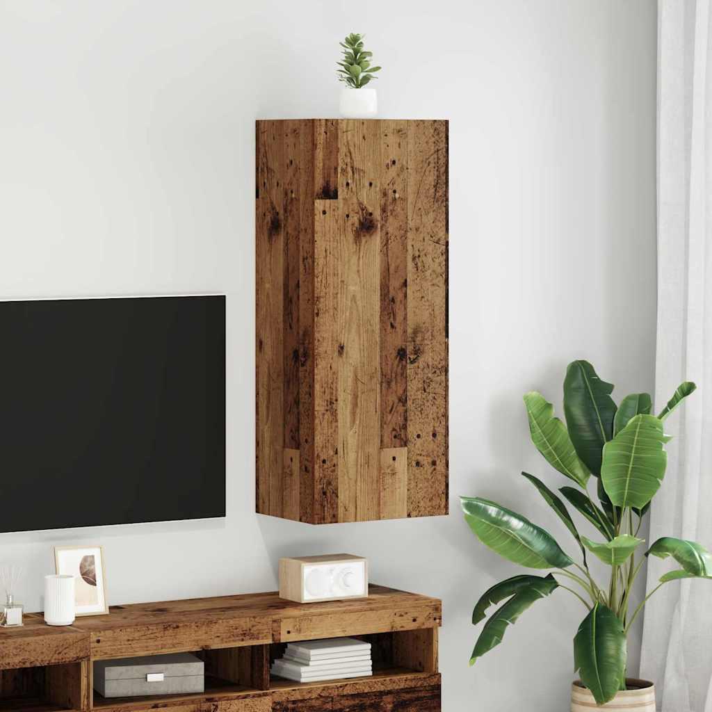 TV vægskab Gammelt træ 40,5 x 30 x 102 cm Konstrueret træ billede