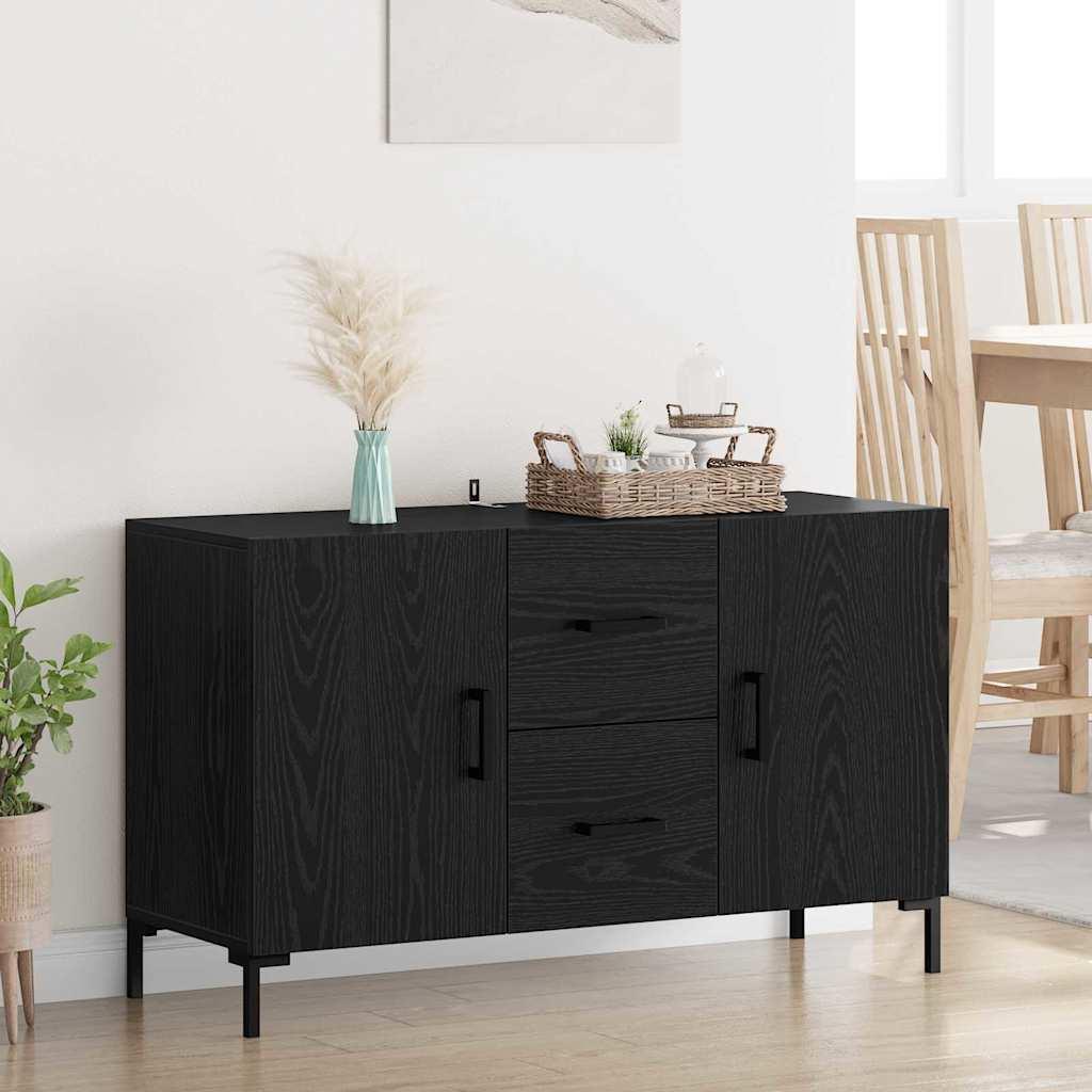Sidebord med skuffe Sort eg 100 x 36 x 60 cm Konstrueret træ billede