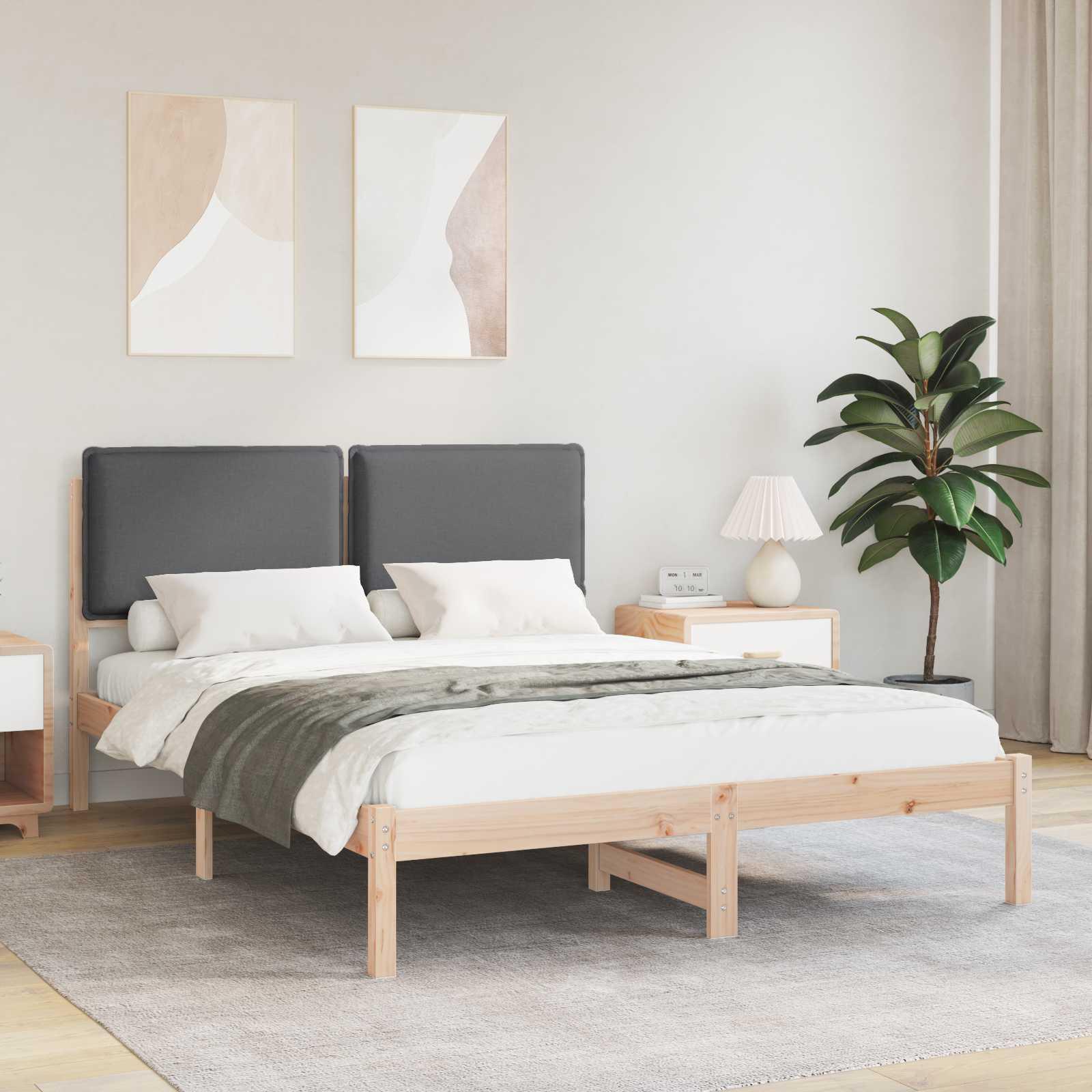 Sengestel med polstret hovedgavl - mørkegrå 120 x 190 cm billede