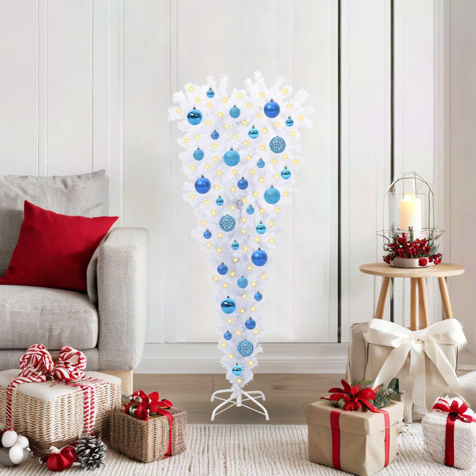 Kunstigt juletræ med 150 LED'er Hvid 120 cm PVC og Stål